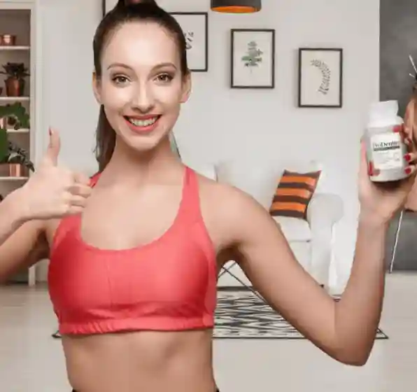 Person holding ProDentim beside product information